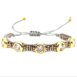 Crystal Seed Bead Boho Woven Adjustable Friendship Bracelet NWT